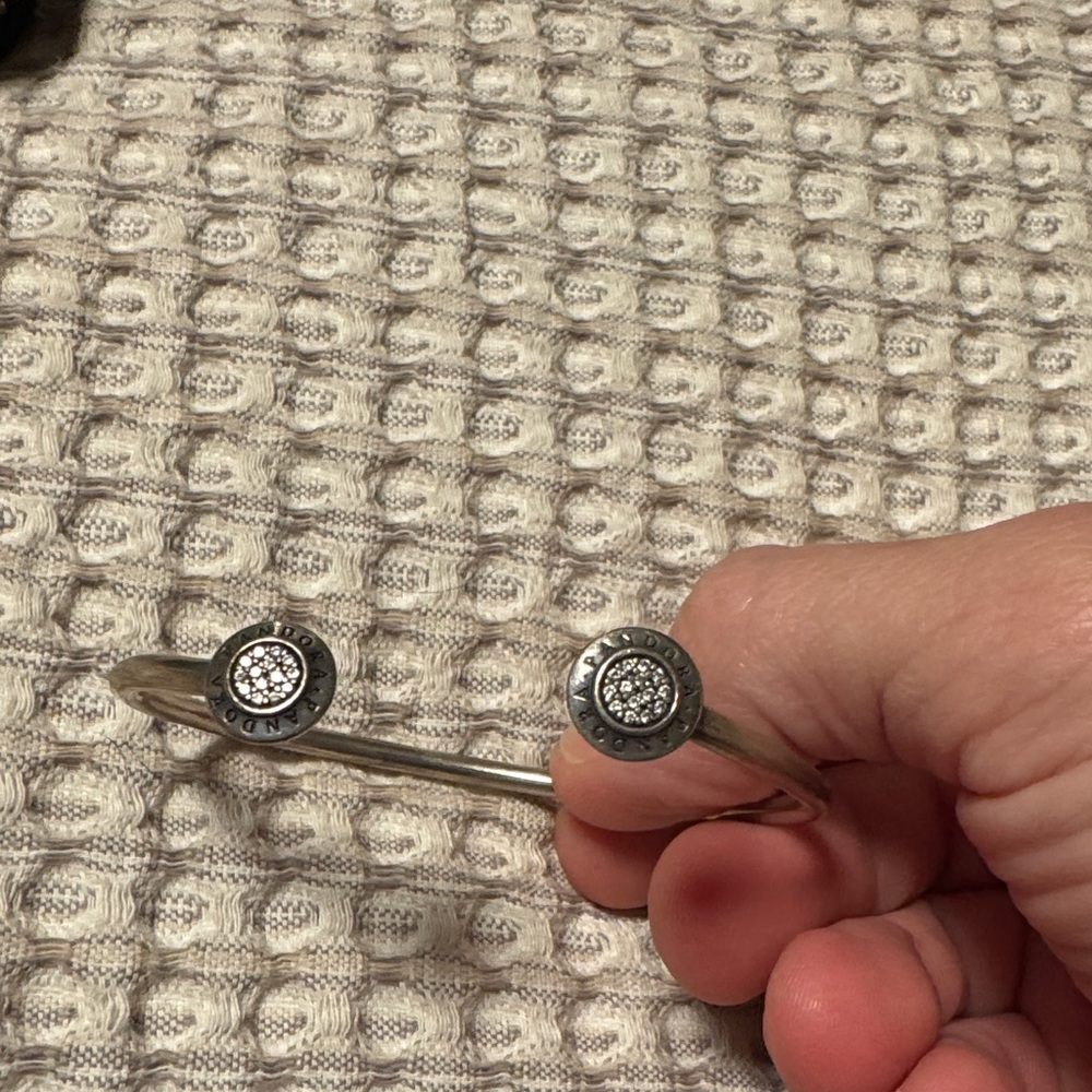 Pandora Silver Bangle Bracelet with Accents